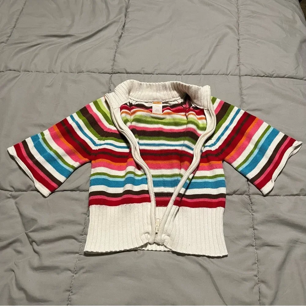 Gymboree Striped Knit Full Zip Cardigan Sweater 2013 Multicolor Youth Size 5-6 S